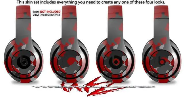 Alt view image 2 of 4 - Skin Decal Wrap Compatible with Beats Studio 2 and 3 Wired and Wirelesss WraptorCamo Old School Camouflage Camo Red Skin Only Headphones NOT Included