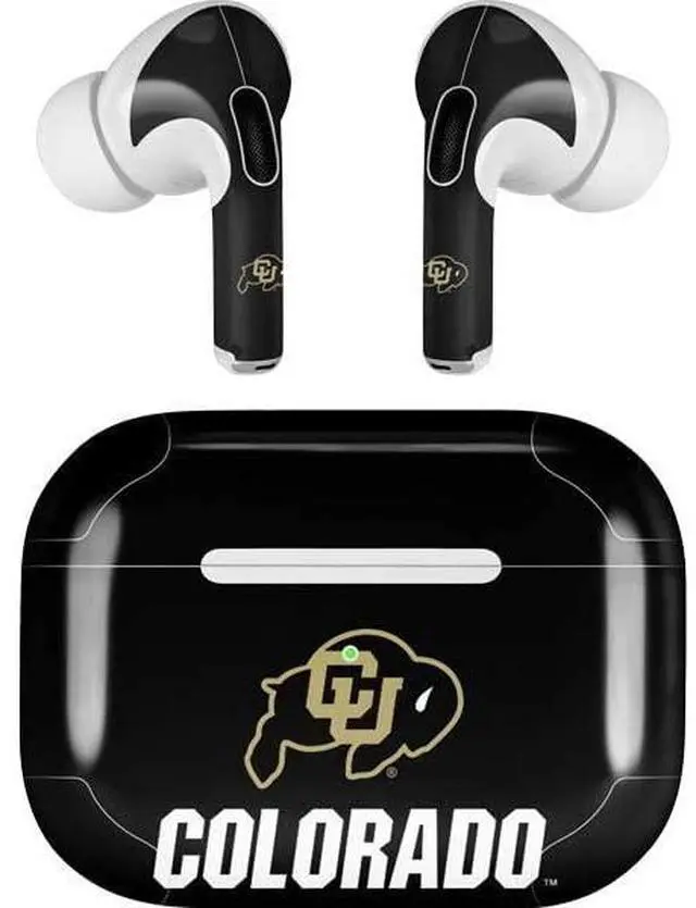 Main image of Decal Audio Skin Compatible with Apple AirPods Pro - Officially Licensed University of Colorado CU Logo on Black Design
