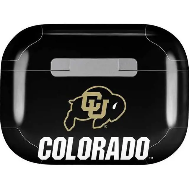 Alt view image 2 of 4 - Decal Audio Skin Compatible with Apple AirPods Pro - Officially Licensed University of Colorado CU Logo on Black Design