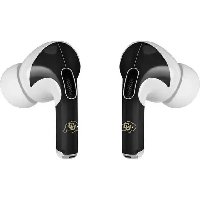 Alt view image 3 of 4 - Decal Audio Skin Compatible with Apple AirPods Pro - Officially Licensed University of Colorado CU Logo on Black Design