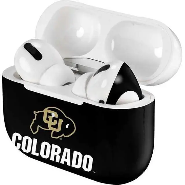 Alt view image 4 of 4 - Decal Audio Skin Compatible with Apple AirPods Pro - Officially Licensed University of Colorado CU Logo on Black Design