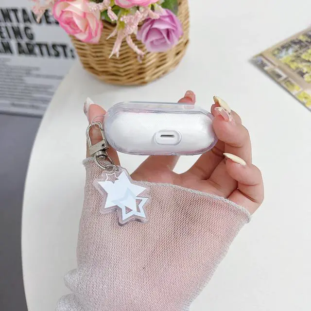 Alt view image 3 of 6 - Compatible with AirPods Pro, Blue Purple Black Star Pattern Case Cover Accessories for AirPods Pro with Pendant for Women Girls