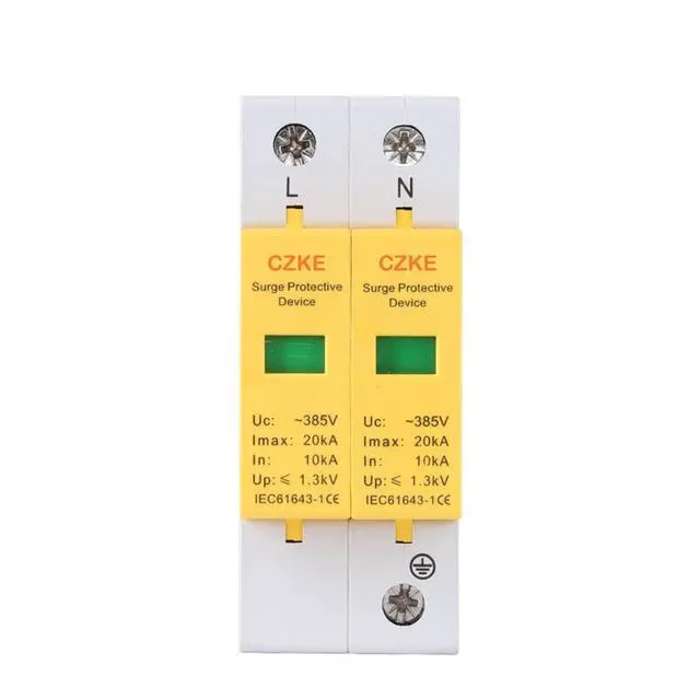 Alt view image 4 of 7 - 2P Surge Protective Device AC SPD 385V House Surge Protector Protective Low-Voltage Arrester Device (Color: 2P, Size: 5-10kA)