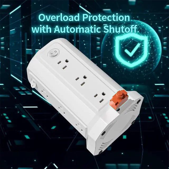 Alt view image 2 of 4 - Surge Protector Power Strip with USB C(PD20W) Port,Tower Outlets with 4 USB A Ports, Flat Plug 10 FT Extension Cord with 12 AC Multiple Outlets White