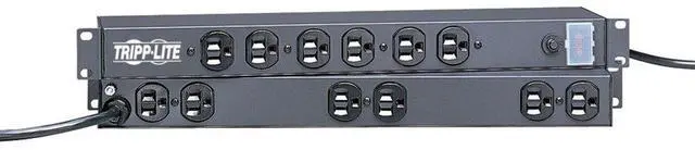 Main image of Power Strip Rackmount Metal 120V 5-15R 12 Outlet 15' Cord 1URM - Power Distribution Strip (Rack-mountable) - AC 120 V - Input: NEMA 5-15 - Output connectors: 12 (NEMA 5-15) - 15 ft Cord