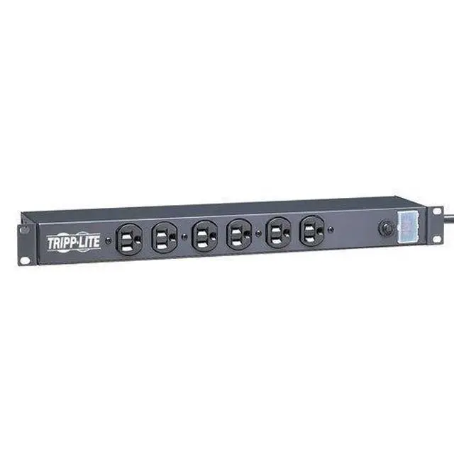 Alt view image 4 of 4 - Power Strip Rackmount Metal 120V 5-15R 12 Outlet 15' Cord 1URM - Power Distribution Strip (Rack-mountable) - AC 120 V - Input: NEMA 5-15 - Output connectors: 12 (NEMA 5-15) - 15 ft Cord
