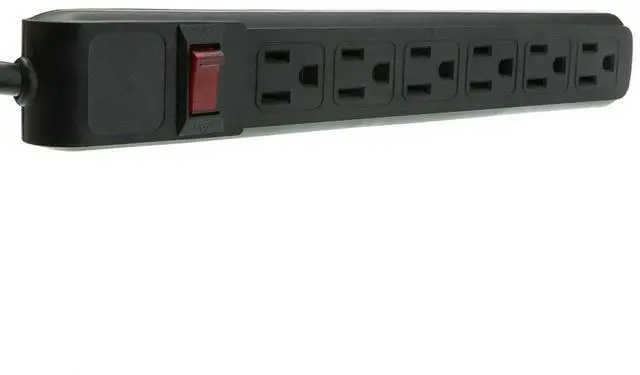 Main image of 15 feet Surge Protector, Flat Rotating Plug, 6 Outlet, Black Horizontal Outlets, Plastic, 15ft Power Cord, Surge Protector Multi Plug
