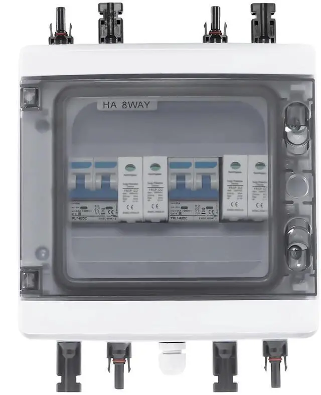 Main image of Solar Combiner Box,Wall-Mounted Combiner Box Circuit Breaker for Solar Panels with Surge Protection and Overload Protection,Solar Disconnect Switch for Outdoor Solar Panels Output Protection