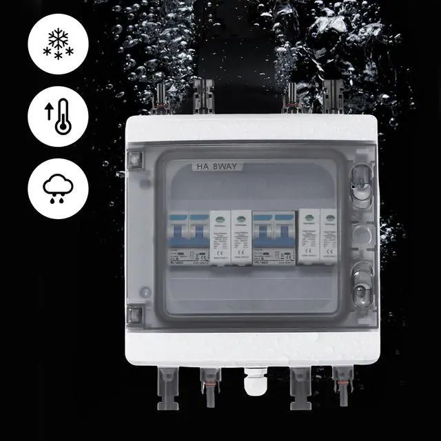 Alt view image 5 of 7 - Solar Combiner Box,Wall-Mounted Combiner Box Circuit Breaker for Solar Panels with Surge Protection and Overload Protection,Solar Disconnect Switch for Outdoor Solar Panels Output Protection