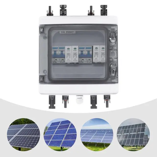 Alt view image 6 of 7 - Solar Combiner Box,Wall-Mounted Combiner Box Circuit Breaker for Solar Panels with Surge Protection and Overload Protection,Solar Disconnect Switch for Outdoor Solar Panels Output Protection