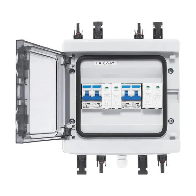 Alt view image 7 of 7 - Solar Combiner Box,Wall-Mounted Combiner Box Circuit Breaker for Solar Panels with Surge Protection and Overload Protection,Solar Disconnect Switch for Outdoor Solar Panels Output Protection