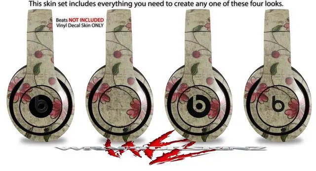 Alt view image 2 of 4 - Skin Decal Wrap Compatible with Beats Studio 2 and 3 Wired and Wirelesss Flowers and Berries Red Skin Only Headphones NOT Included