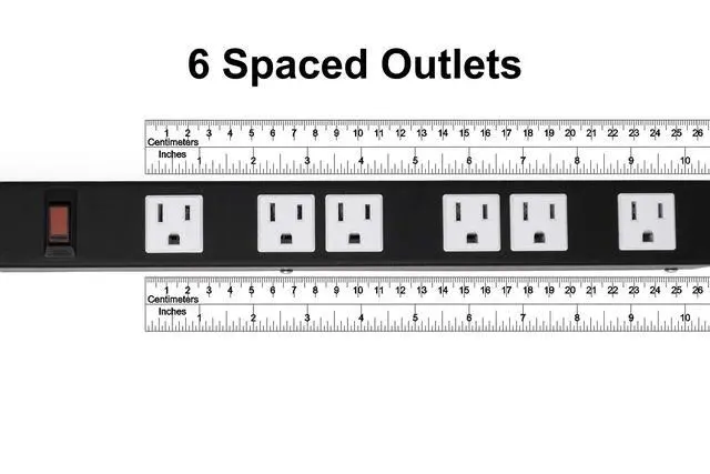 Alt view image 2 of 7 - OT16063 Heavy Duty Metal Surge Protector Power Strip with Mounting Parts 6 White Outlets 3 Feet Power Cord
