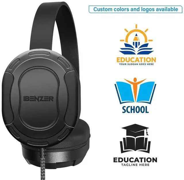 Alt view image 6 of 6 - Bumptect Headphones with Microphone for Kids School, Over-Ear Wired Heaphones Volumn Adjuster, 3.5mm Jack Wired Cored Headset for Children, K12, Education, Kindle, Tablet, PC, Black