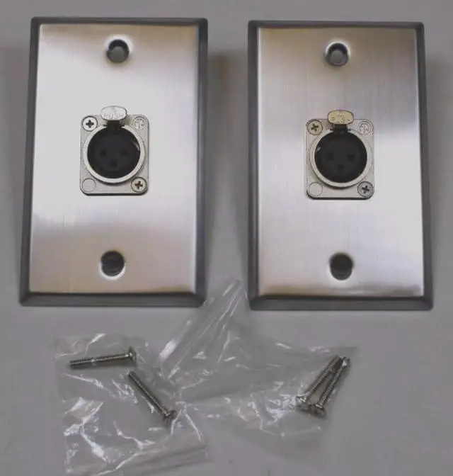Alt view image 4 of 4 - (2) Two XLR Single Wall Plates w/NEUTRIK NC3FD-L-1 Female 3 Pin Stainless Steel