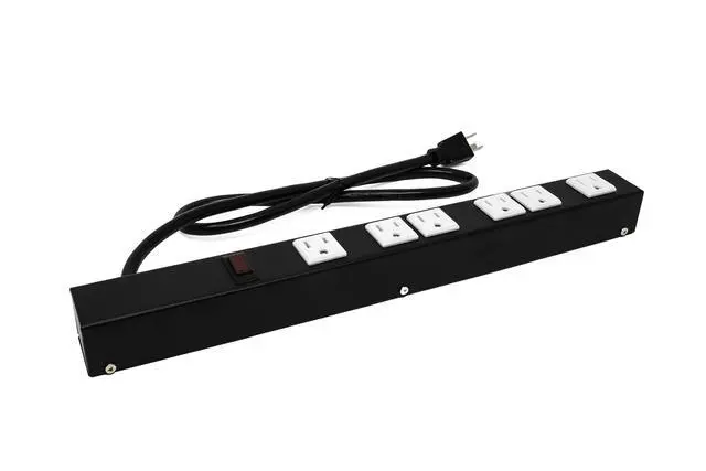Alt view image 6 of 7 - OT16063 Heavy Duty Metal Surge Protector Power Strip with Mounting Parts 6 White Outlets 3 Feet Power Cord
