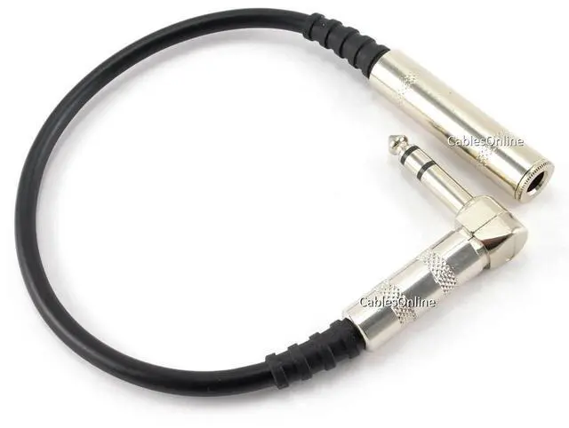 Main image of CablesOnline 1ft Right-Angle (6.35mm) 1/4in. Stereo Male to Female Audio Extension Cable (A6-201SR)