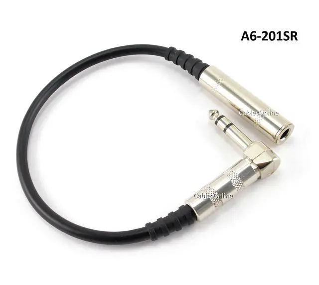 Alt view image 2 of 2 - CablesOnline 1ft Right-Angle (6.35mm) 1/4in. Stereo Male to Female Audio Extension Cable (A6-201SR)