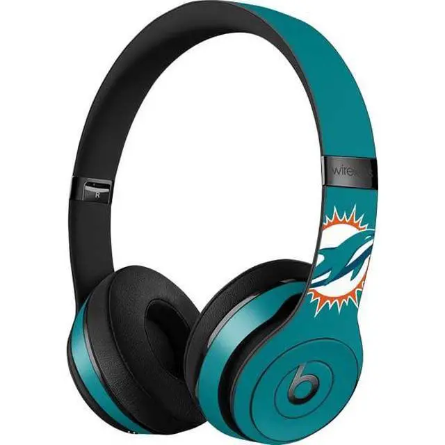 Alt view image 3 of 3 - Decal Audio Skin Compatible with Beats Solo 3 Wireless - Officially Licensed NFL Miami Dolphins Large Logo Design