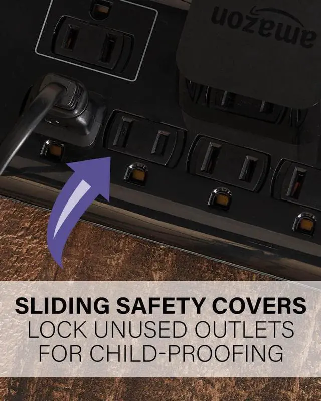 Alt view image 5 of 5 - Surge Protected Power Strip - 8 Outlets & 2 USB Ports