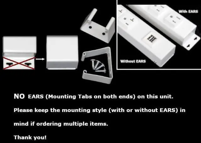 Alt view image 2 of 3 - 36 Hardwired Power Strip (NO Power Cord), 9 Vertical Outlets (NOT Tamper Resistant), NO Ears (Without mounting tabs), 15A (NOT a 20 Amp Unit), USB, White