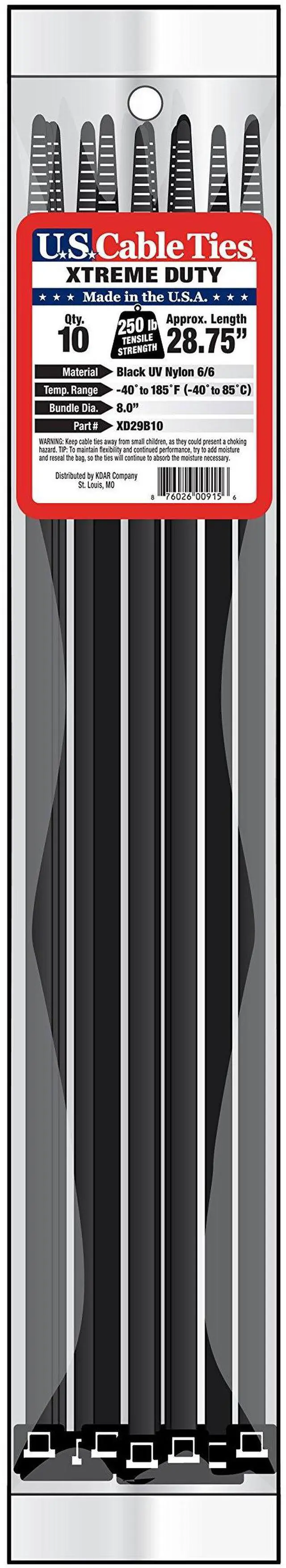 Main image of XD29B10 29-Inch Xtreme Duty Cable Ties, UV Black, 10-Pack