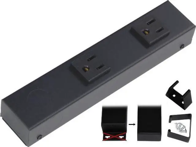 Main image of 8 Hardwired Power Strip (NO Power Cord), 2 Vertical Outlets (NOT Tamper Resistant), NO Ears (Without mounting tabs on Both Ends), 15A (NOT a 20 Amp Unit), Black