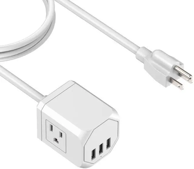 Main image of Gadgets Multi-Plug Outlet Extender & Surge Protector Power Strip 5ft. Cord - Suitable for Home, Office, & School Usage | 3 Wall Outlets & 3 USB Ports - White