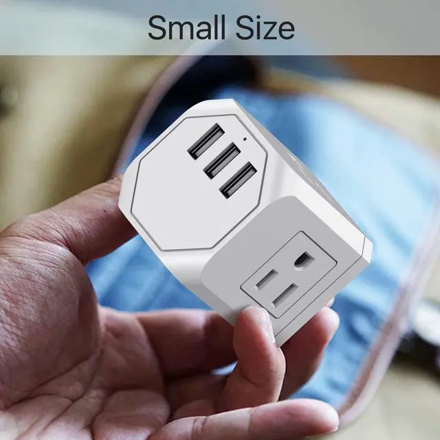 Alt view image 7 of 7 - Gadgets Multi-Plug Outlet Extender & Surge Protector Power Strip 5ft. Cord - Suitable for Home, Office, & School Usage | 3 Wall Outlets & 3 USB Ports - White