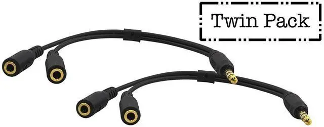 Alt view image 2 of 7 - 3.5mm Gold Series Headphone and Microphone Adapter, Black (Multiple Packs) (Five-Pack)