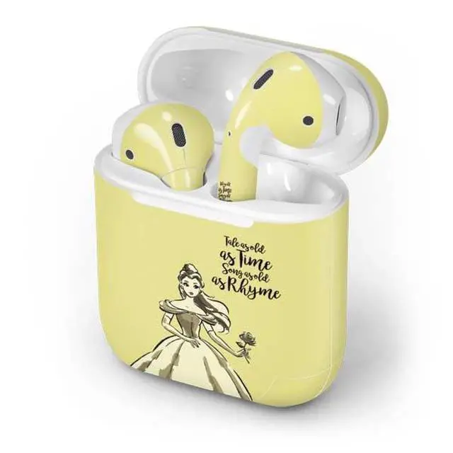 Alt view image 4 of 4 - Decal Audio Skin Compatible with Apple AirPods - Officially Licensed Disney Princess Belle Tale As Old As Time Art Design