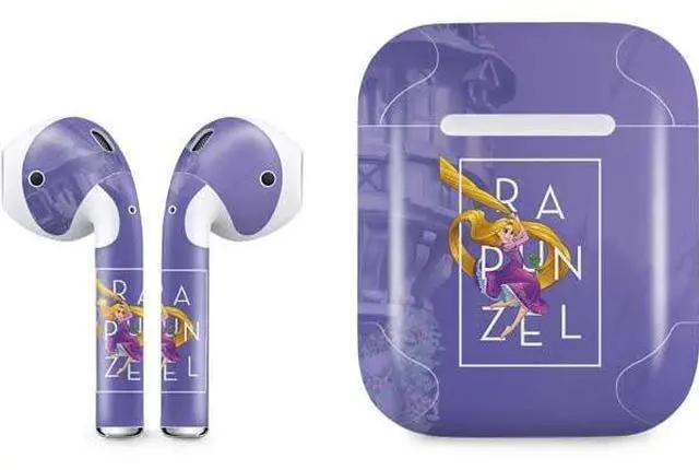 Main image of Decal Audio Skin Compatible with Apple AirPods - Officially Licensed Disney Princess Rapunzel and Pascal Design