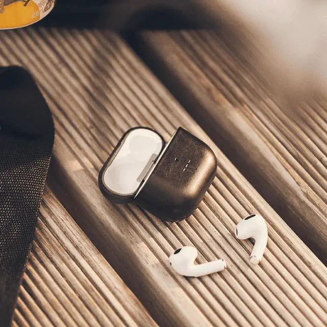 Alt view image 2 of 6 - ® Leather Case for AirPods 4 Genuine Leather Protective Cover, Slim Two-Piece Design with Hand-Stitched Finish and Precise Charging Cutout