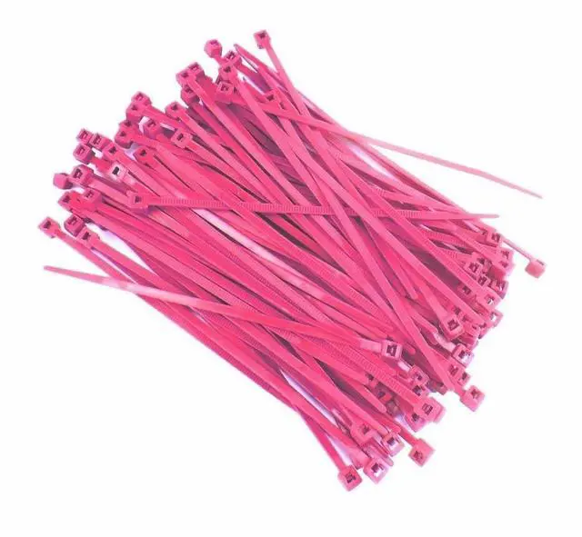 Alt view image 2 of 2 - Fluorescent Nylon Cable Ties, Self-Locking, UV and Water-Resistant 4" 6" 8" - 100 Pack (Pink, 8 Inch)