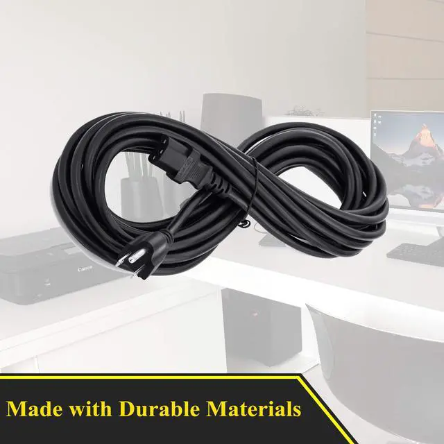 Alt view image 3 of 7 - 25 Feet Universal Power Cord Replacement, 18AWG AC Power Cable, 3 Prong Extension Cord for PC or Monitor, UL Approved, Black