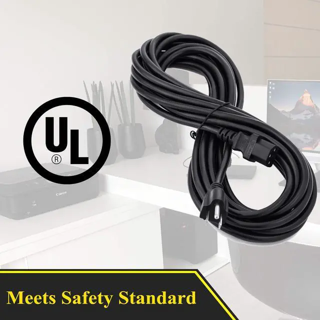 Alt view image 6 of 7 - 25 Feet Universal Power Cord Replacement, 18AWG AC Power Cable, 3 Prong Extension Cord for PC or Monitor, UL Approved, Black
