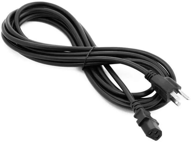 Main image of 15 Feet Universal Power Cord Replacement, 18AWG AC Power Cable, 3 Prong Extension Cord for PC or Monitor, UL Approved, Black