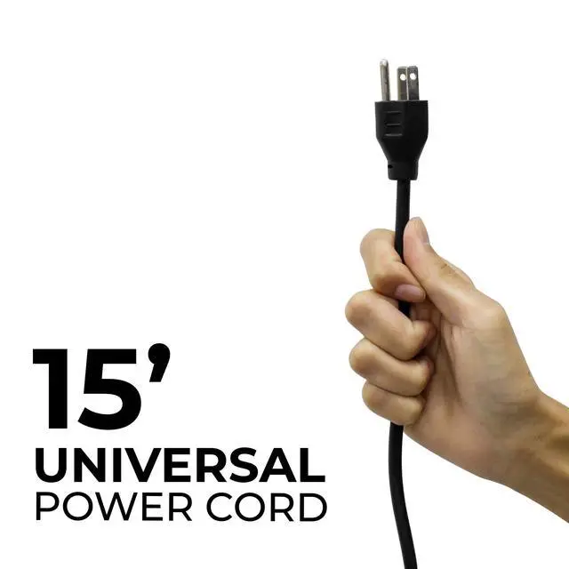 Alt view image 7 of 7 - 15 Feet Universal Power Cord Replacement, 18AWG AC Power Cable, 3 Prong Extension Cord for PC or Monitor, UL Approved, Black