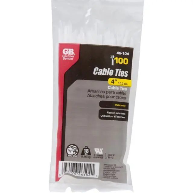 Alt view image 2 of 3 - GB 46-104 4" Natural Cable Ties 100 Count