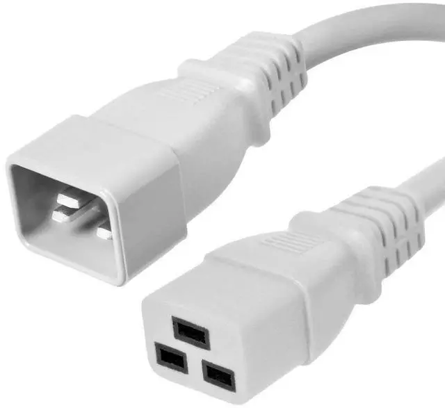 Main image of C20 to C19 Power Cord - White, 5 Foot, 20A/250V, 12/3 AWG, IEC 60320 - Part # IBX-2104-05