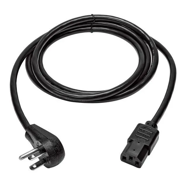 Alt view image 2 of 5 - Desktop Computer AC Power Cord, Right-Angle NEMA 5-15P to C13-10A, 125V, 18 AWG, 6 ft., Black