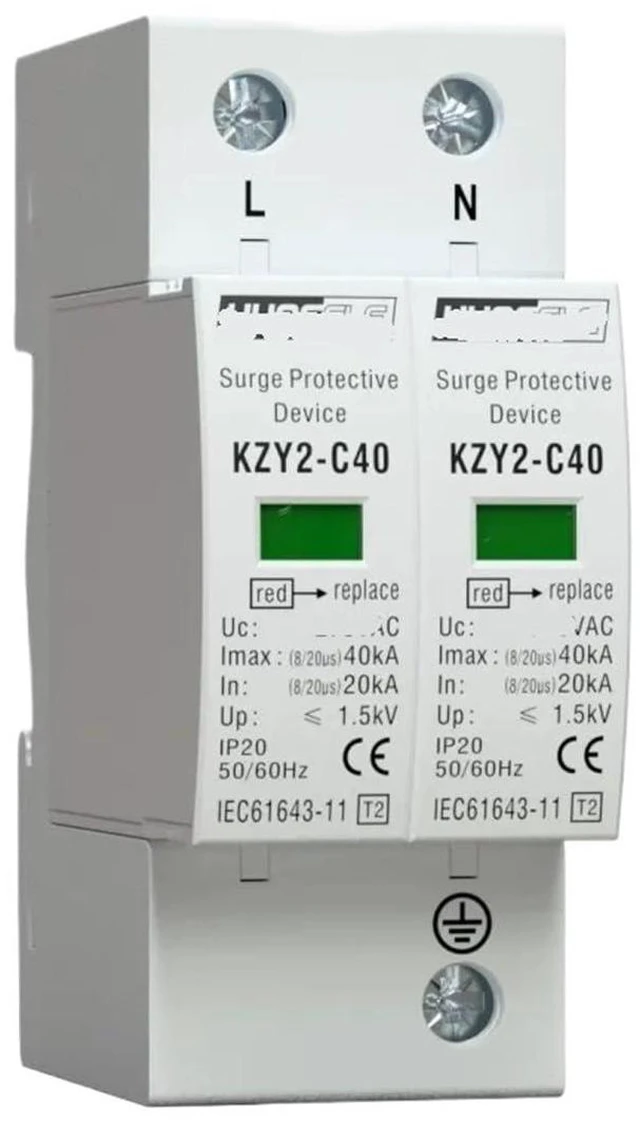 Main image of KZY2-C40 2P AC 275V 385V 20KA-40KA Protector Surge Protector SPD with PE Home Safety Protector(2P 385V)