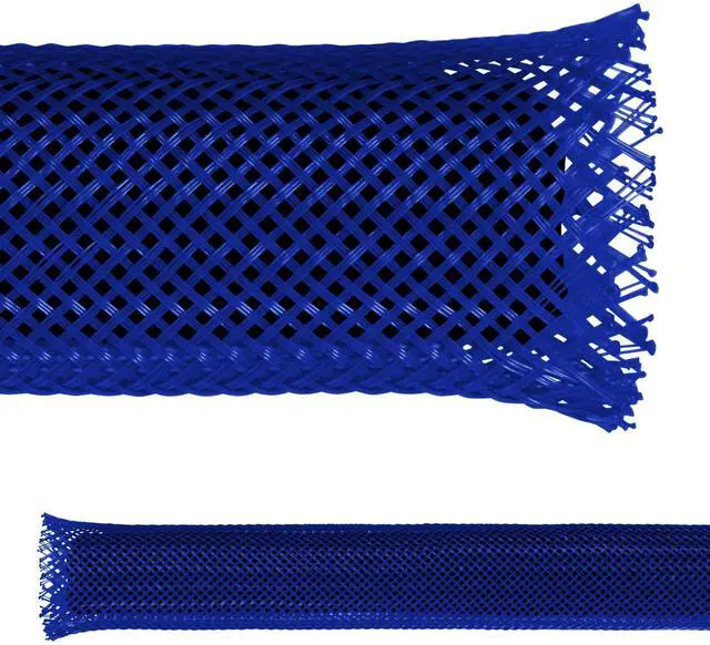 Main image of 1/8" PET Expandable Braid Sleeving Flame Retardant Flexible Wire Mesh for Cord Management and Cable Protection - 25 Feet - Blue