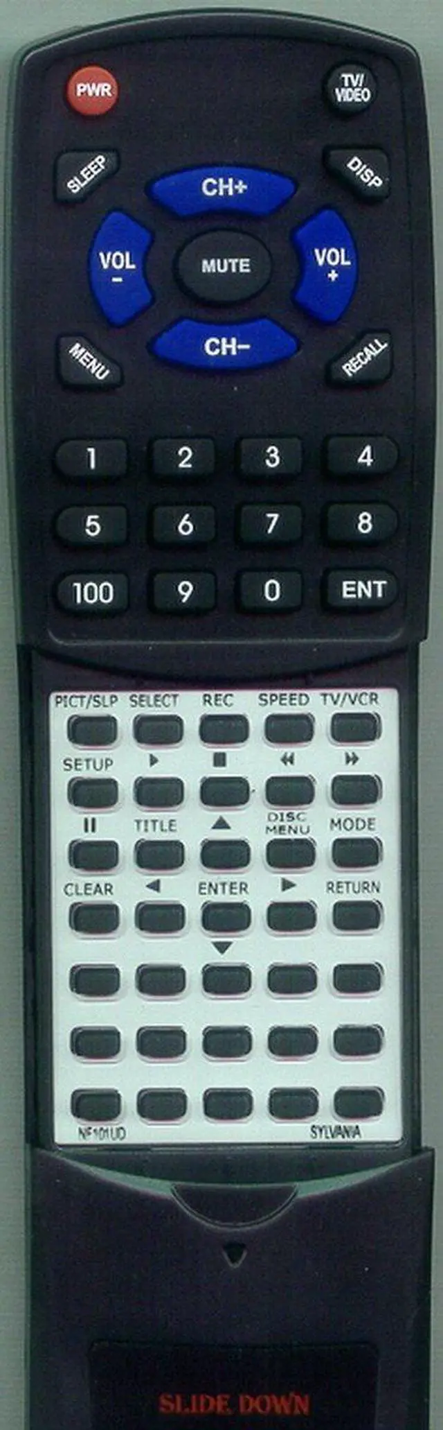 Main image of Replacement Remote Control for Sylvania 6719DG, 6720FDG, 6724DG, NF101UD, 6724FDG