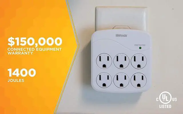 Alt view image 3 of 7 - Southwire Surge Protector - 6 Power Outlets - 1440J Appliance Surge Protection - cULus Listed - Slim Design - White