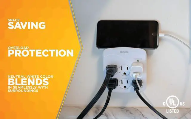 Alt view image 5 of 7 - Southwire Surge Protector - 6 Power Outlets - 1440J Appliance Surge Protection - cULus Listed - Slim Design - White