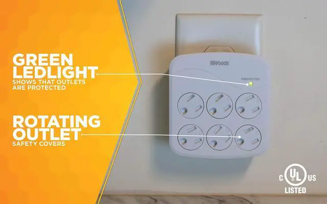 Alt view image 6 of 7 - Southwire Surge Protector - 6 Power Outlets - 1440J Appliance Surge Protection - cULus Listed - Slim Design - White