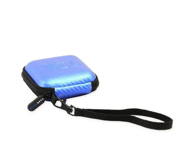 Alt view image 7 of 7 - Carry Case Compatible with Fender Mustang Micro Headphone Amp and Charging Cable - Headphone Amplifier Case Only with Wrist Strap, Blue