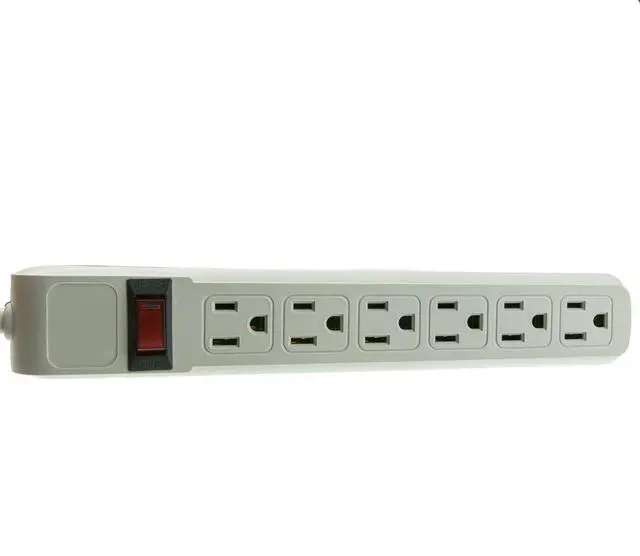 Main image of 6-Outlet Surge Protector Power Strip with 360-Degree Flat Rotating Plug, Gray UL Listed, 1800W, 10 Feet
