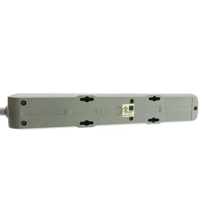 Alt view image 3 of 6 - 6-Outlet Surge Protector Power Strip with 360-Degree Flat Rotating Plug, Gray UL Listed, 1800W, 10 Feet